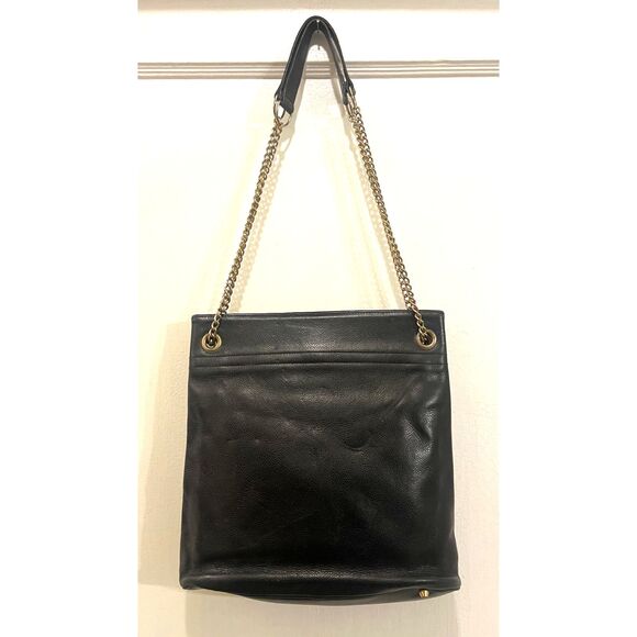 Vintage NINA RICCI Black Leather Shoulder Tote Handbag Bag   Women's Size Medium - Picture 8 of 12